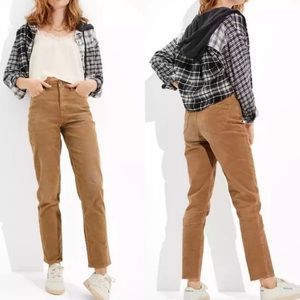 American Eagle Corduroy Mom Straight Jeans Tan Stretch - 0
